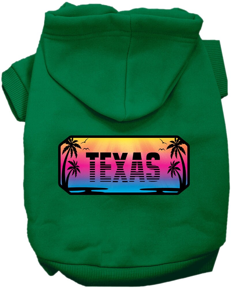 Pet Dog & Cat Screen Printed Hoodie for Small to Medium Pets (Sizes XS-XL), "Texas Beach Shades"