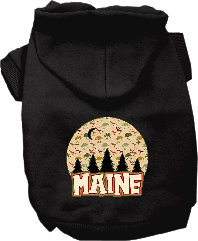 Pet Dog & Cat Screen Printed Hoodie for Medium to Large Pets (Sizes 2XL-6XL), "Maine Under The Stars"