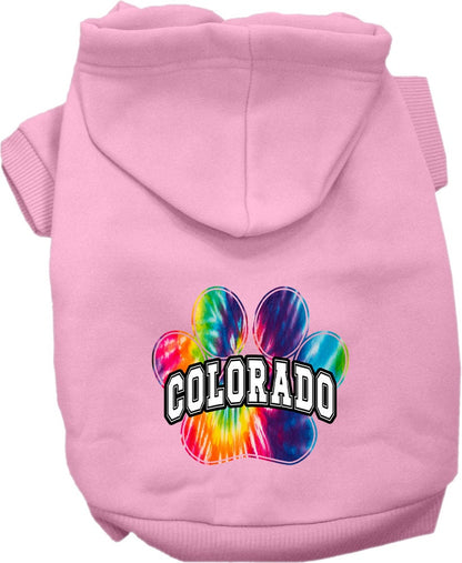 Pet Dog & Cat Screen Printed Hoodie for Medium to Large Pets (Sizes 2XL-6XL), "Colorado Bright Tie Dye"