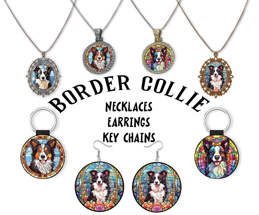 Border Collie Jewelry - Stained Glass Style Necklaces, Earrings and more!