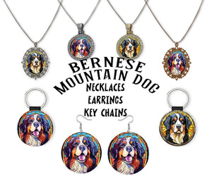 Bernese Mountain Dog Jewelry - Stained Glass Style Necklaces, Earrings and more!