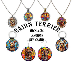 Cairn Terrier Jewelry - Stained Glass Style Necklaces, Earrings and more!