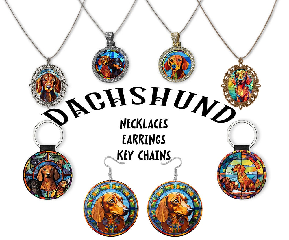 Dachshund Jewelry - Stained Glass Style Necklaces, Earrings and more!