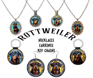 Rottweiler Jewelry - Stained Glass Style Necklaces, Earrings and more!