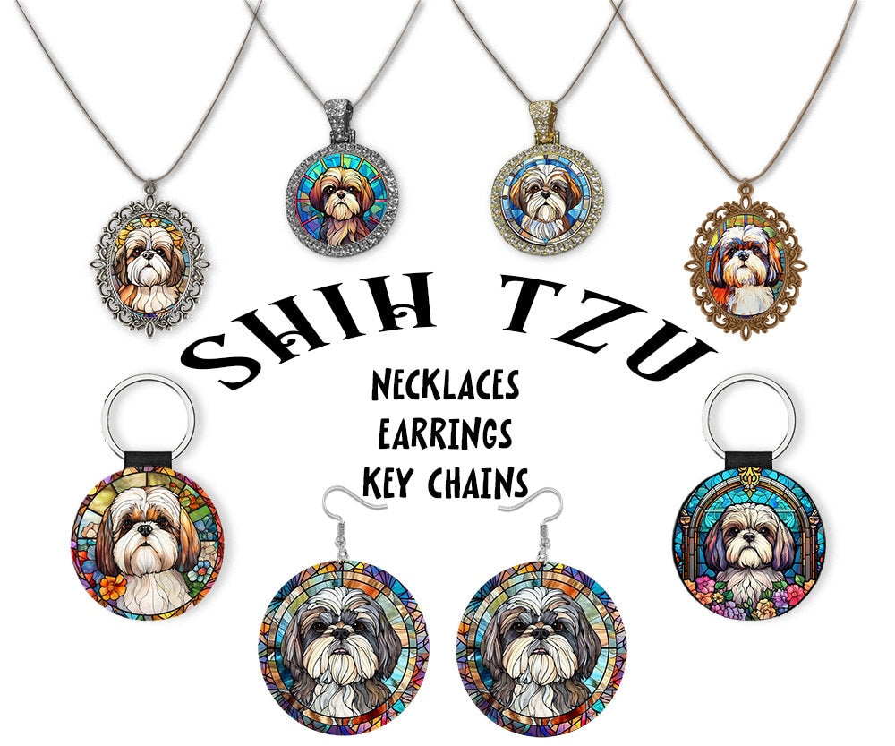 Shih Tzu Jewelry - Stained Glass Style Necklaces, Earrings and more!