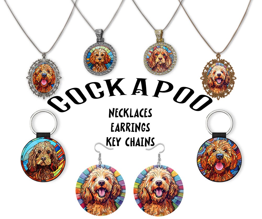 Cockapoo Jewelry - Stained Glass Style Necklaces, Earrings and more!