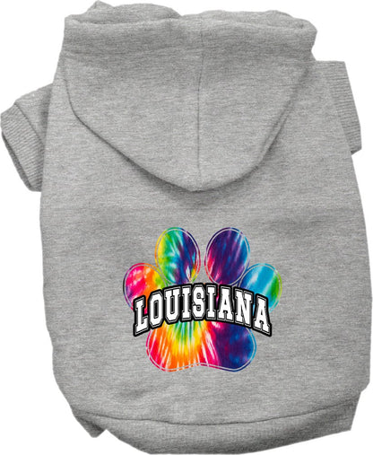 Pet Dog & Cat Screen Printed Hoodie for Medium to Large Pets (Sizes 2XL-6XL), "Louisiana Bright Tie Dye"