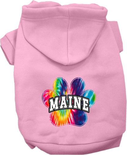 Pet Dog & Cat Screen Printed Hoodie for Medium to Large Pets (Sizes 2XL-6XL), "Maine Bright Tie Dye"