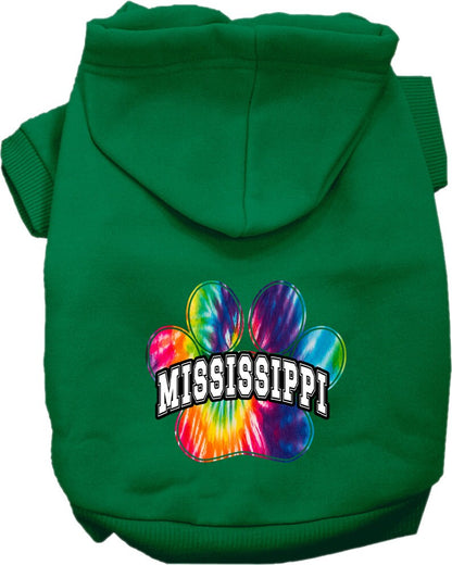 Pet Dog & Cat Screen Printed Hoodie for Medium to Large Pets (Sizes 2XL-6XL), "Mississippi Bright Tie Dye"