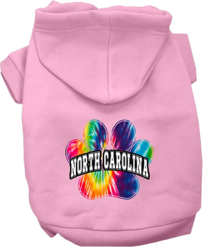 Pet Dog & Cat Screen Printed Hoodie for Medium to Large Pets (Sizes 2XL-6XL), "North Carolina Bright Tie Dye"