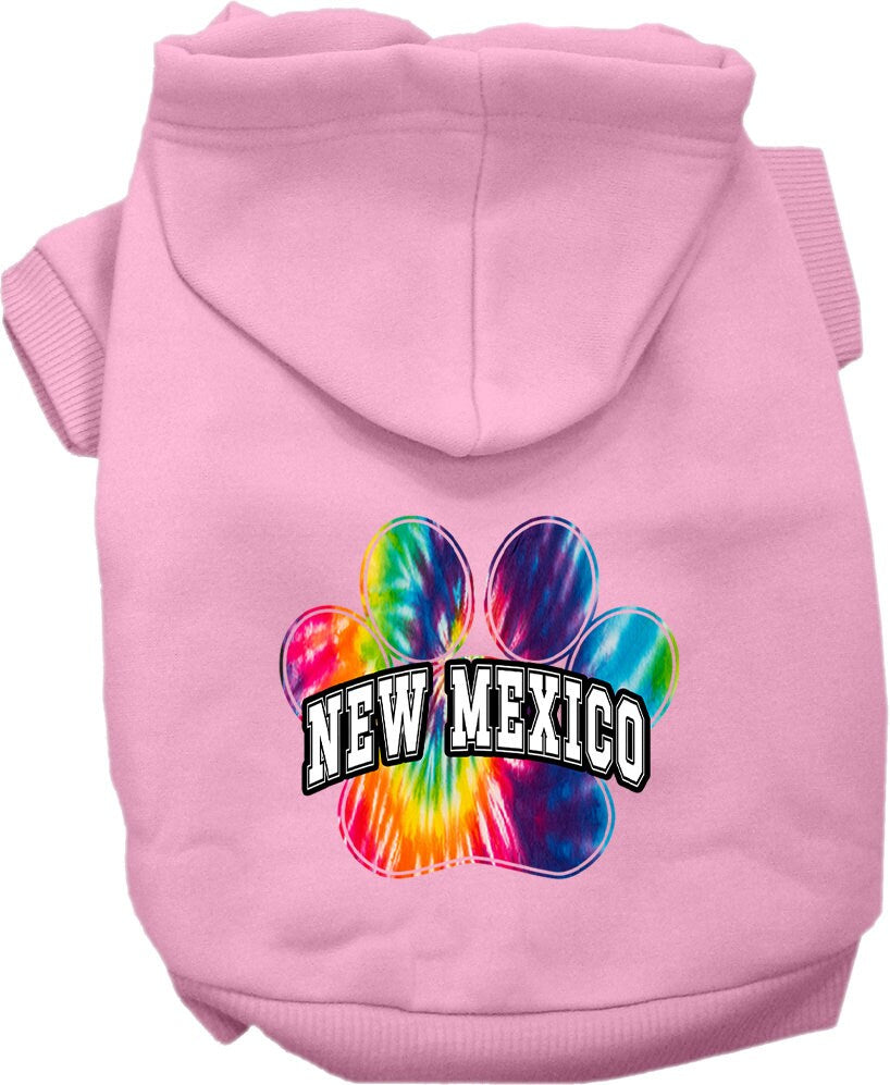 Pet Dog & Cat Screen Printed Hoodie for Small to Medium Pets (Sizes XS-XL), "New Mexico Bright Tie Dye"