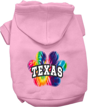 Pet Dog & Cat Screen Printed Hoodie for Small to Medium Pets (Sizes XS-XL), "Texas Bright Tie Dye"