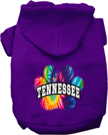 Pet Dog & Cat Screen Printed Hoodie for Medium to Large Pets (Sizes 2XL-6XL), "Tennessee Bright Tie Dye"