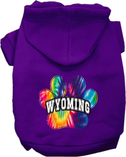 Pet Dog & Cat Screen Printed Hoodie for Small to Medium Pets (Sizes XS-XL), "Wyoming Bright Tie Dye"