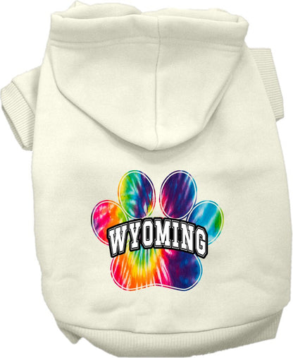 Pet Dog & Cat Screen Printed Hoodie for Small to Medium Pets (Sizes XS-XL), "Wyoming Bright Tie Dye"