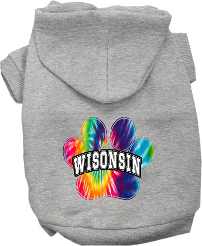 Pet Dog & Cat Screen Printed Hoodie for Medium to Large Pets (Sizes 2XL-6XL), "Wisconsin Bright Tie Dye"