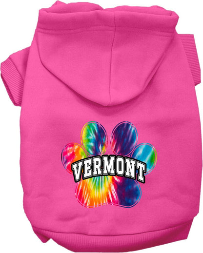 Pet Dog & Cat Screen Printed Hoodie for Small to Medium Pets (Sizes XS-XL), "Vermont Bright Tie Dye"