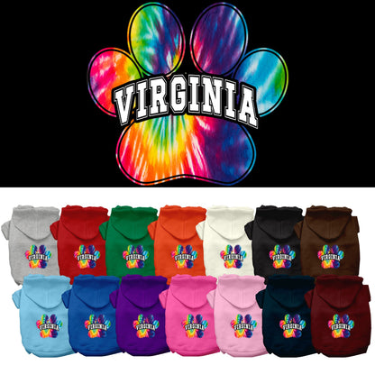 Pet Dog & Cat Screen Printed Hoodie for Medium to Large Pets (Sizes 2XL-6XL), &quot;Virginia Bright Tie Dye&quot;