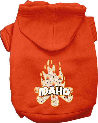 Pet Dog & Cat Screen Printed Hoodie for Medium to Large Pets (Sizes 2XL-6XL), "Idaho Around The Campfire"