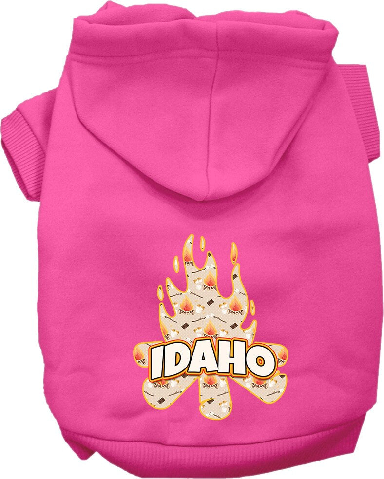 Pet Dog & Cat Screen Printed Hoodie for Small to Medium Pets (Sizes XS-XL), "Idaho Around The Campfire"