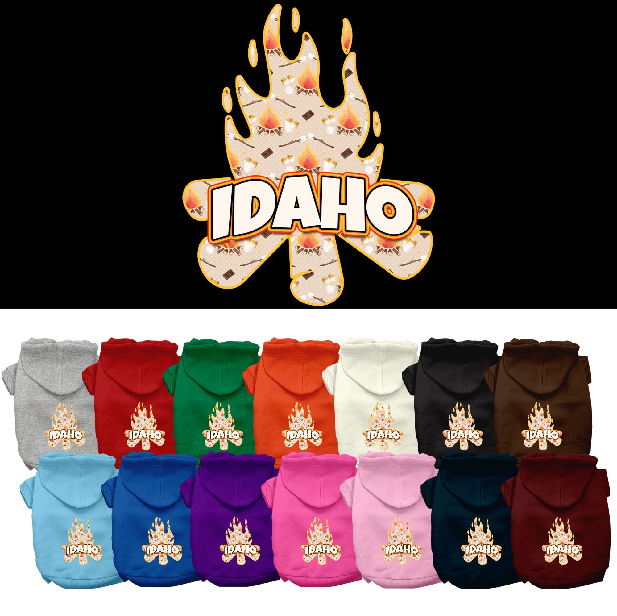 Pet Dog & Cat Screen Printed Hoodie for Small to Medium Pets (Sizes XS-XL), &quot;Idaho Around The Campfire&quot;