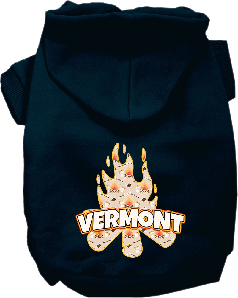 Pet Dog & Cat Screen Printed Hoodie for Medium to Large Pets (Sizes 2XL-6XL), "Vermont Around The Campfire"
