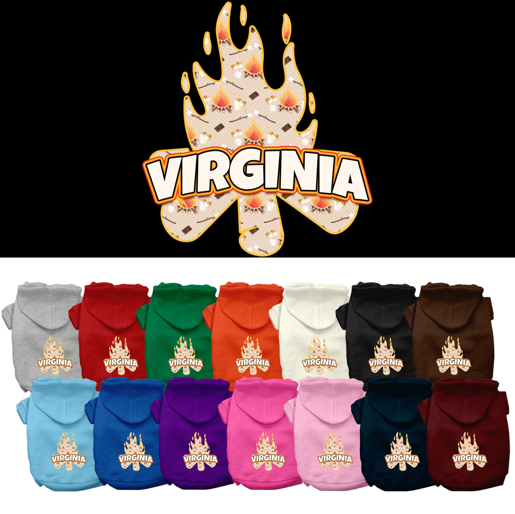 Pet Dog & Cat Screen Printed Hoodie for Small to Medium Pets (Sizes XS-XL), &quot;Virginia Around The Campfire&quot;