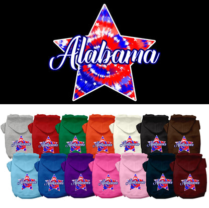 Pet Dog & Cat Screen Printed Hoodie for Small to Medium Pets (Sizes XS-XL), &quot;Alabama Patriotic Tie Dye&quot;