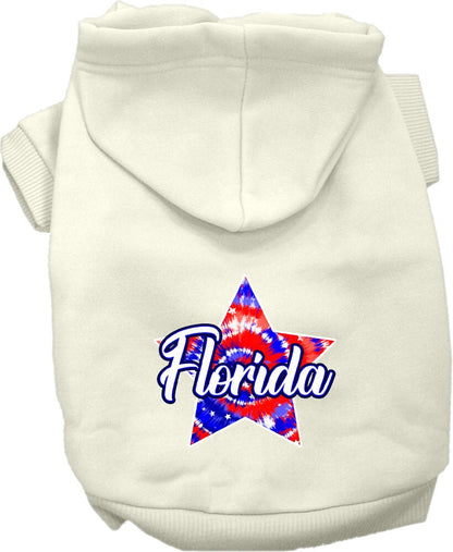 Pet Dog & Cat Screen Printed Hoodie for Medium to Large Pets (Sizes 2XL-6XL), "Florida Patriotic Tie Dye"