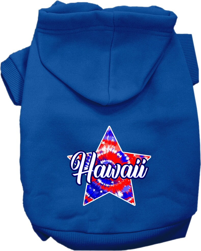 Pet Dog & Cat Screen Printed Hoodie for Small to Medium Pets (Sizes XS-XL), "Hawaii Patriotic Tie Dye"