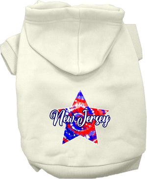 Pet Dog & Cat Screen Printed Hoodie for Small to Medium Pets (Sizes XS-XL), "New Jersey Patriotic Tie Dye"