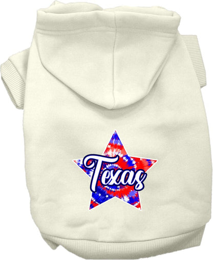 Pet Dog & Cat Screen Printed Hoodie for Medium to Large Pets (Sizes 2XL-6XL), "Texas Patriotic Tie Dye"