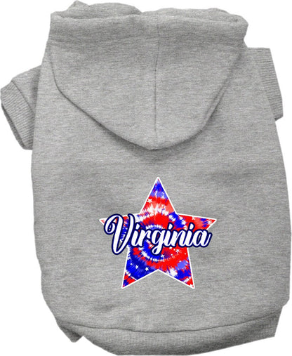 Pet Dog & Cat Screen Printed Hoodie for Medium to Large Pets (Sizes 2XL-6XL), "Virginia Patriotic Tie Dye"