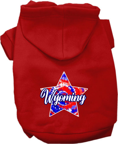 Pet Dog & Cat Screen Printed Hoodie for Medium to Large Pets (Sizes 2XL-6XL), "Wyoming Patriotic Tie Dye"