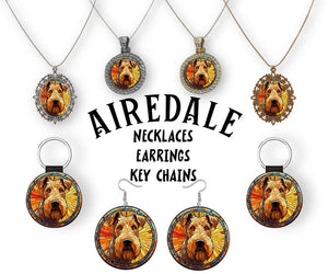 Airedale Breed Jewelry - Stained Glass Style Necklaces, Earrings and more!