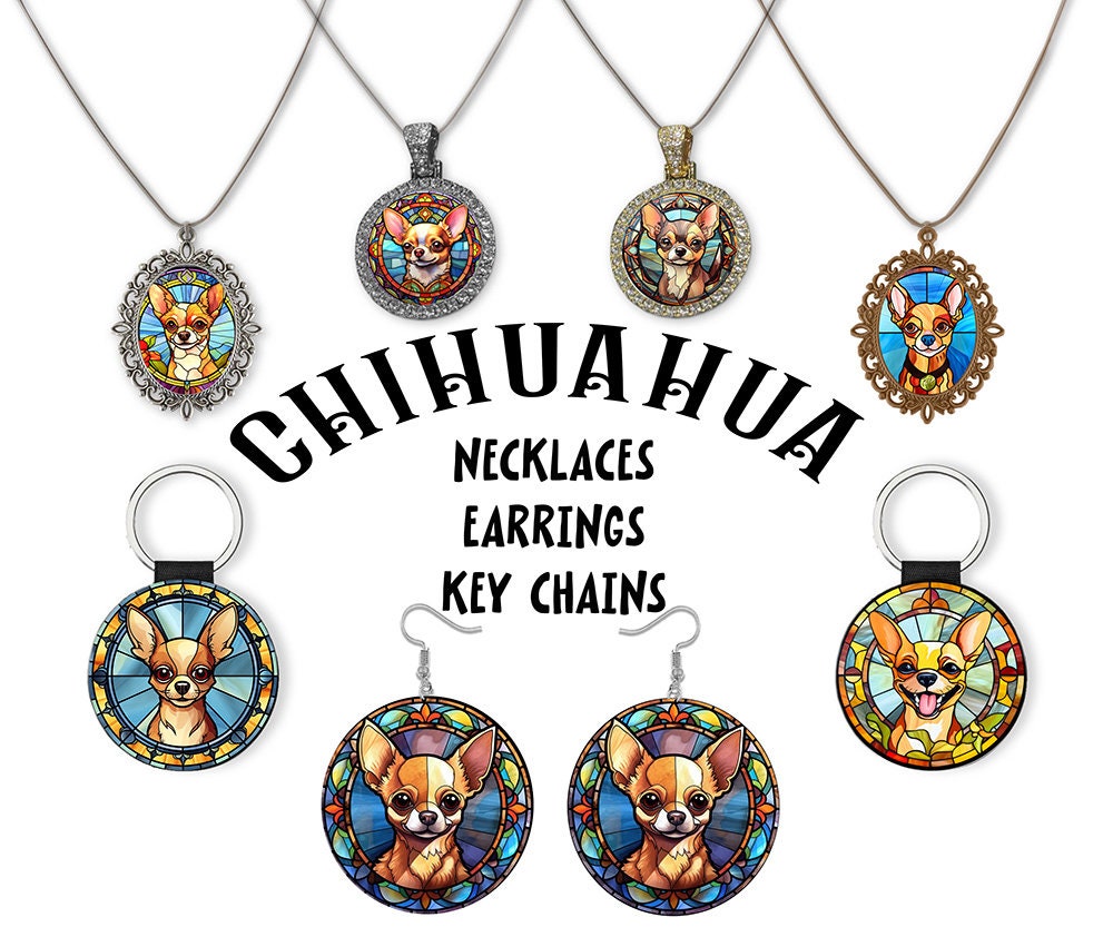 Chihuahua Jewelry - Stained Glass Style Necklaces, Earrings and more!