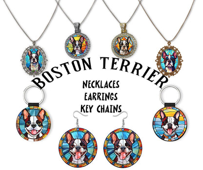 Boston Terrier Jewelry - Stained Glass Style Necklaces, Earrings and more!