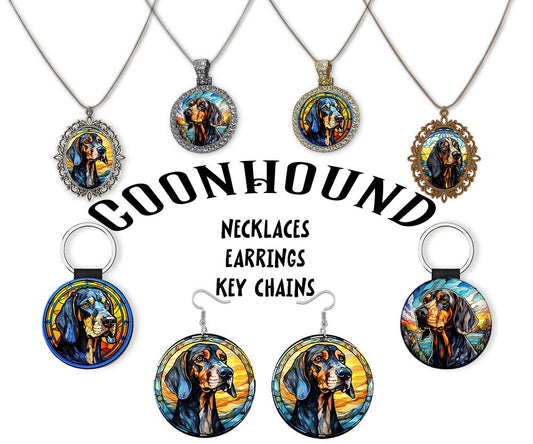 Coonhound Jewelry - Stained Glass Style Necklaces, Earrings and more!