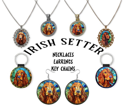 Irish Setter Jewelry - Stained Glass Style Necklaces, Earrings and more!