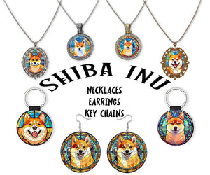 Shiba Inu Jewelry - Stained Glass Style Necklaces, Earrings and more!