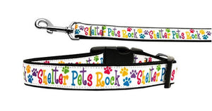 Pet Dog & Cat Nylon Collar or Leash, &quot;Shelter Pets Rock&quot;