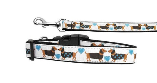 Pet Dog & Cat Nylon Collar or Leash, "Doxie Love"