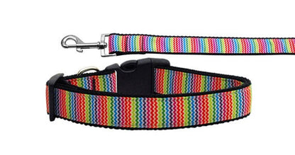 Pet Dog & Cat Nylon Collar or Leash, &quot;Zigzaggy Rainbow&quot;