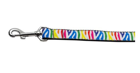 Pet Dog & Cat Nylon Collar or Leash, "Zebra Rainbow"