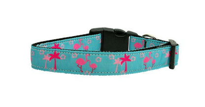 Pet Dog & Cat Nylon Collar or Leash, "Pink Flamingos"