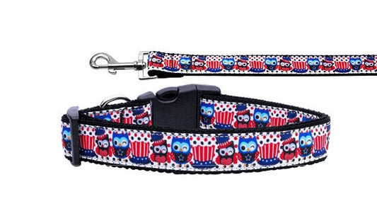 Pet Dog & Cat Nylon Collar or Leash, &quot;Proud Owls&quot;