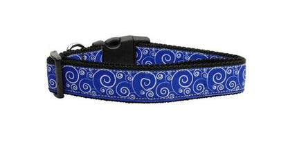 Pet Dog & Cat Nylon Collar or Leash, "Blue and White Swirly"