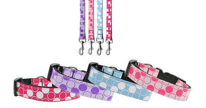 Pet Dog & Cat Nylon Collar or Leash, &quot;Diagonal Dots&quot;