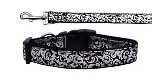 Pet Dog & Cat Nylon Collar or Leash, &quot;Silver Shimmer&quot;