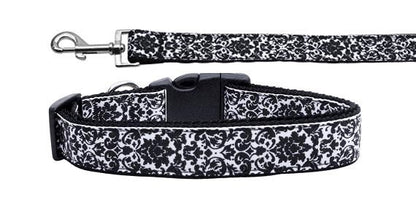 Pet Dog & Cat Nylon Collar or Leash, &quot;Fancy Black and White&quot;